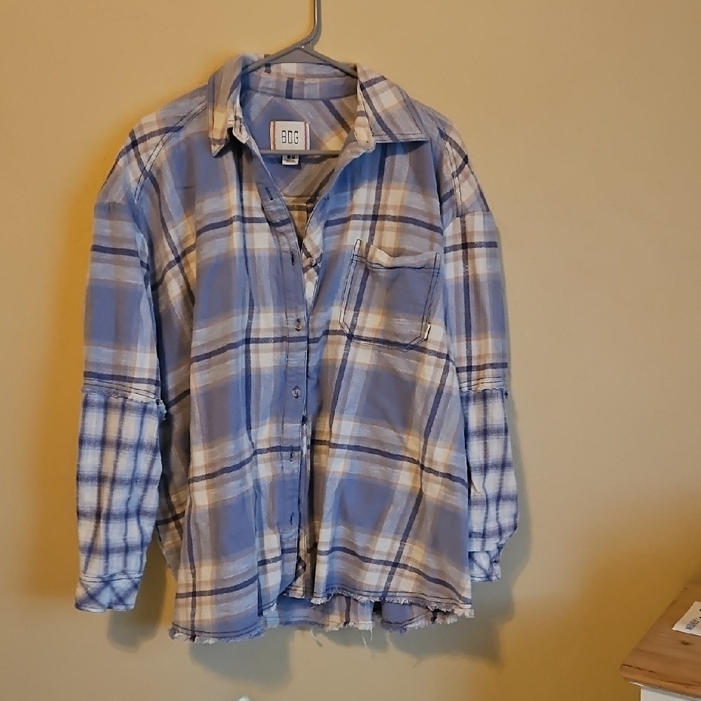 BCG Light Blue and White Plaid Shirt